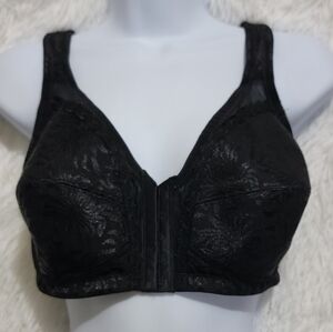 Telimussto Front Clip Black Floral Support Bra 32DDD